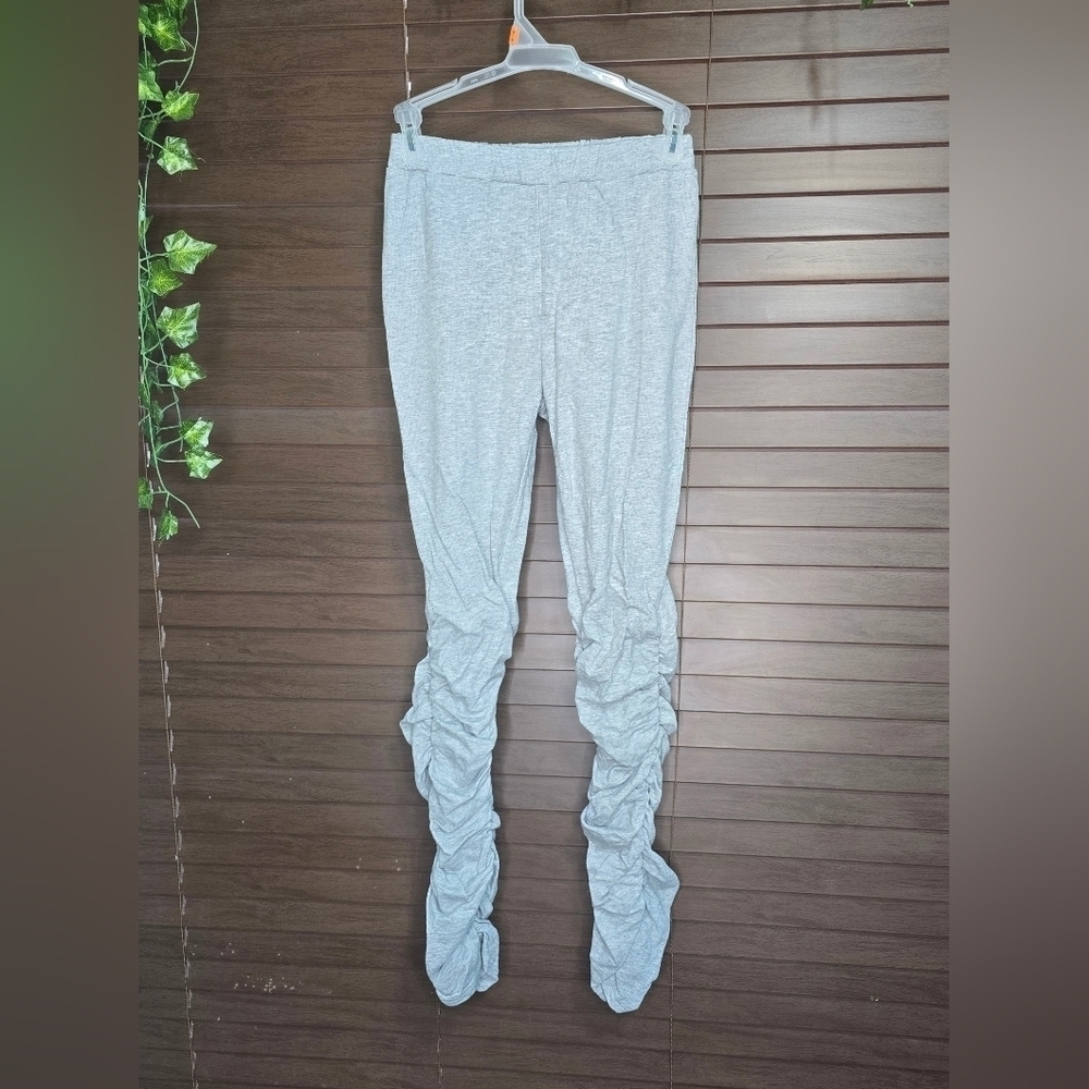 Shein Gray High Rise Ruched Skinny Leggings Women's Size Petite S